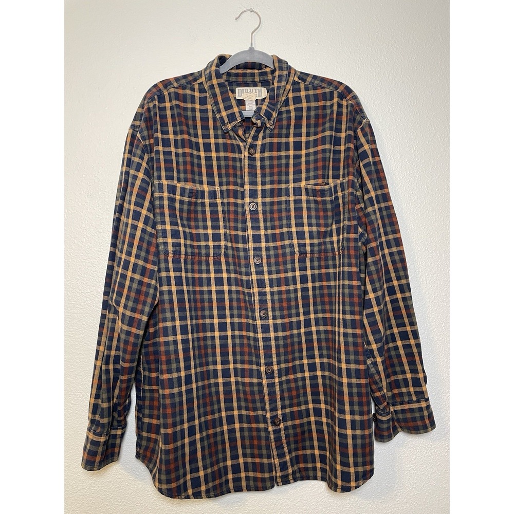Duluth Trading Co Flannel Mens XL Multicolor Plaid Relaxed‎ Fit Button Shirt